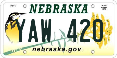 NE license plate YAW420