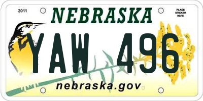 NE license plate YAW496