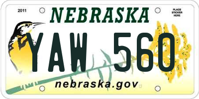 NE license plate YAW560