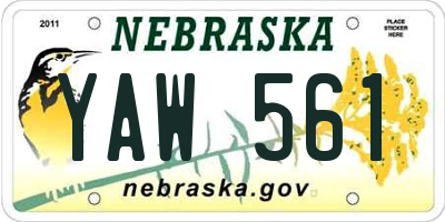NE license plate YAW561
