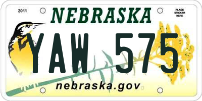 NE license plate YAW575