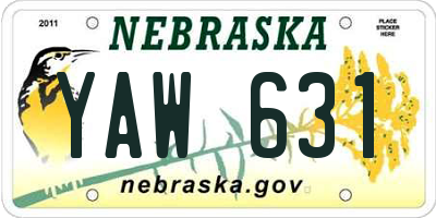 NE license plate YAW631