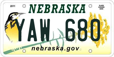 NE license plate YAW680