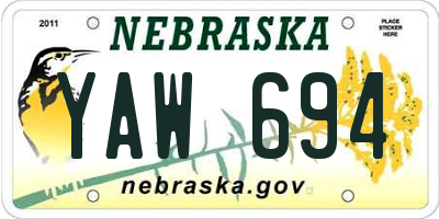 NE license plate YAW694