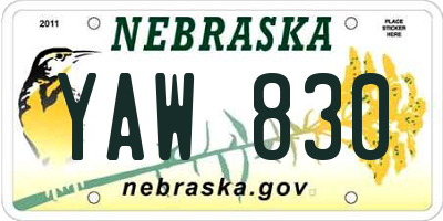 NE license plate YAW830
