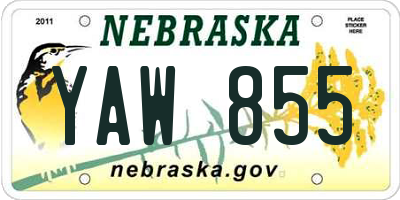NE license plate YAW855