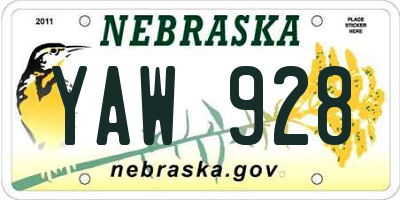 NE license plate YAW928