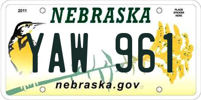 NE license plate YAW961