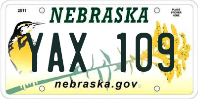 NE license plate YAX109