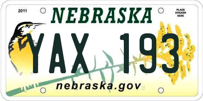 NE license plate YAX193