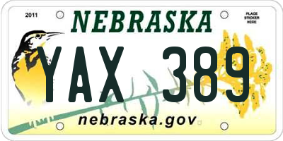 NE license plate YAX389