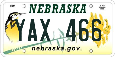NE license plate YAX466