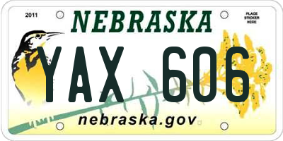 NE license plate YAX606