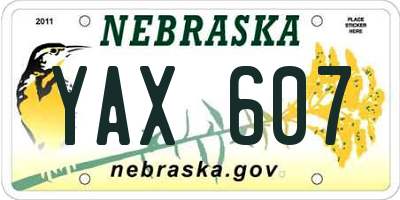 NE license plate YAX607