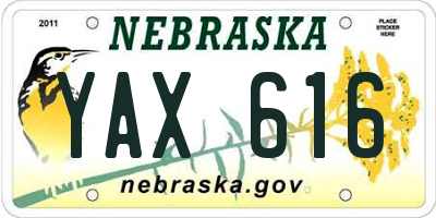NE license plate YAX616