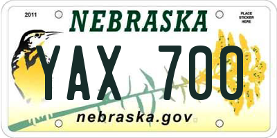NE license plate YAX700
