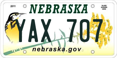NE license plate YAX707
