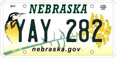 NE license plate YAY282