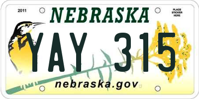 NE license plate YAY315