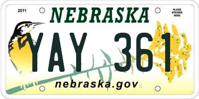 NE license plate YAY361