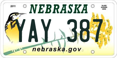 NE license plate YAY387