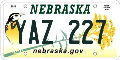 NE license plate YAZ227