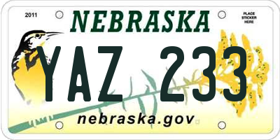 NE license plate YAZ233