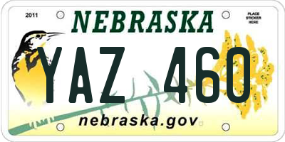 NE license plate YAZ460