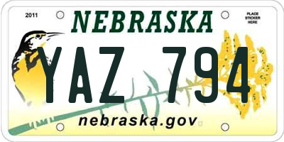 NE license plate YAZ794
