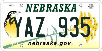 NE license plate YAZ935