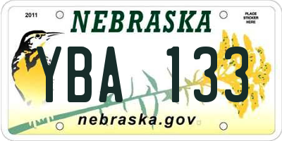NE license plate YBA133