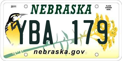 NE license plate YBA179