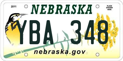 NE license plate YBA348