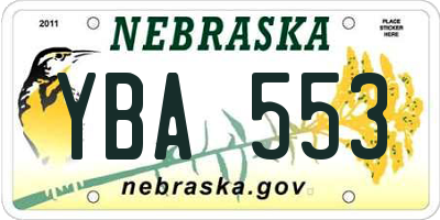 NE license plate YBA553