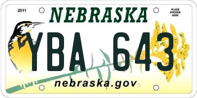 NE license plate YBA643