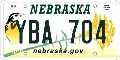 NE license plate YBA704