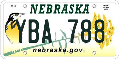 NE license plate YBA788