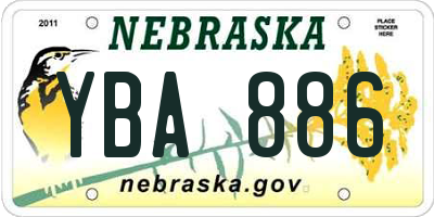 NE license plate YBA886