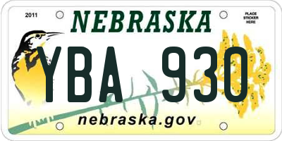 NE license plate YBA930