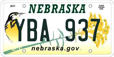 NE license plate YBA937