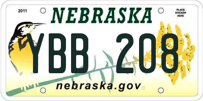 NE license plate YBB208
