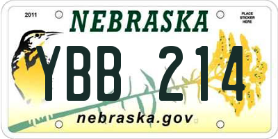 NE license plate YBB214