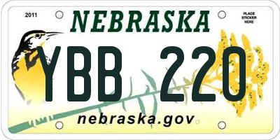 NE license plate YBB220