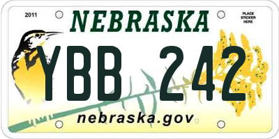 NE license plate YBB242