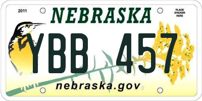 NE license plate YBB457