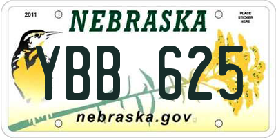 NE license plate YBB625