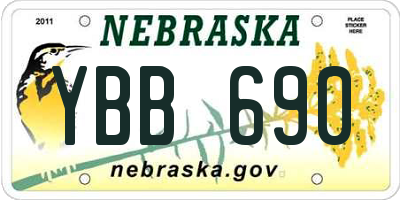 NE license plate YBB690