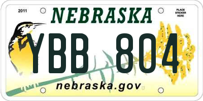 NE license plate YBB804