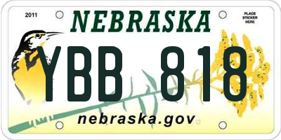 NE license plate YBB818