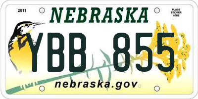 NE license plate YBB855